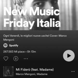 Raige Instagram - Today is a good day ☀️

Oggi esce #MateriaTerra di @mengonimarcoofficial e io sono orgoglioso e onorato di aver partecipato, con le mie parole, a due splendide canzoni ❤️‍🔥
Le trovate in due versioni diverse, con e senza featuring, rispettivamente di @sonolamadame e @gazzelle__ 

#MiFiderò scritta con @riccardoscire, @tmtonymaiello e Marco 

#IlMenoPossibile scritta con @aaandreapula, @simone.cremonini.9, @d.whale e Marco.

Grazie alla mia squadra ❤️
@warnerchappellmusicitaly @mr.lodaloda @cvltomusicgroup @janiranoa