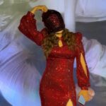 Rakhi Sawant Instagram - Aap bhi sochre honge ki kon hai ye mask ke piche, right? Haha, ye koi aur nahi balki #RakhiSawant hai! 😍 Isn't she looking absolutely gorgeous in this red dress? ✨ #tellytalk #tellytalkIndia #rakhisawant #rakhiji #celeb