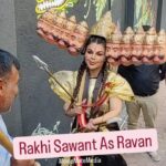 Rakhi Sawant Instagram - Rakhi Sawant As Ravan लड़ाई With Security Man . . . #rakhisawant #Actress #entertainer #ravan #shreeram #dussehra #happydussehra #moviematemedia