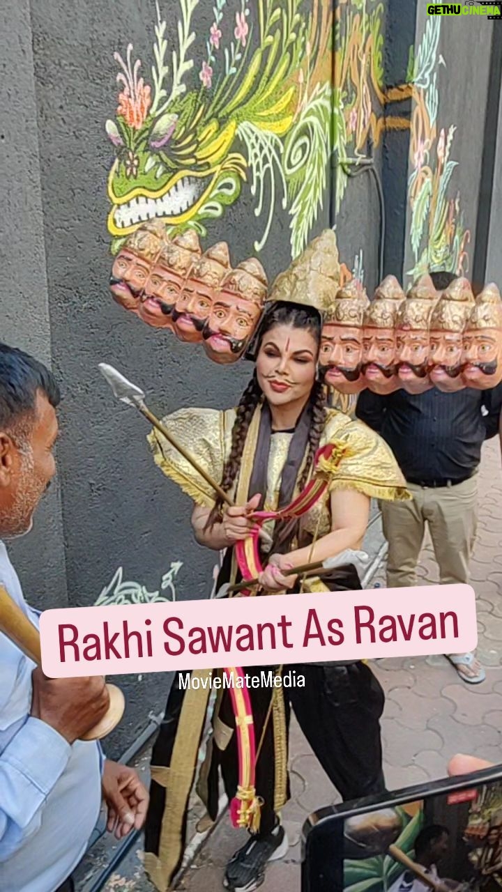 Rakhi Sawant Instagram - Rakhi Sawant As Ravan लड़ाई With Security Man . . . #rakhisawant #Actress #entertainer #ravan #shreeram #dussehra #happydussehra #moviematemedia