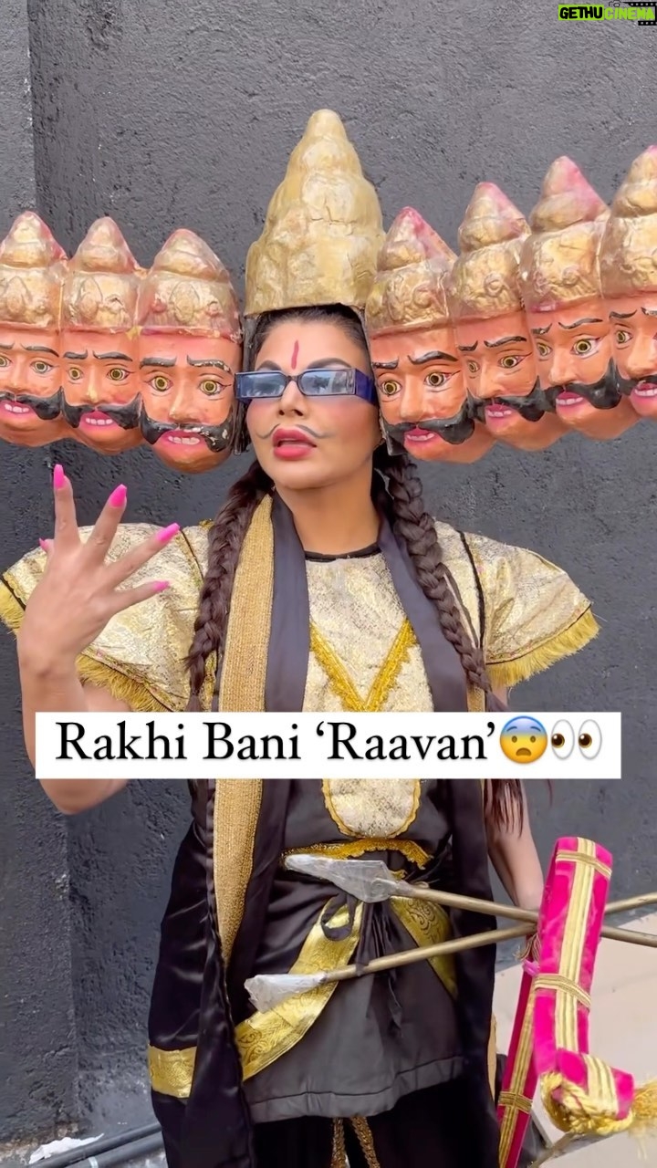 Rakhi Sawant Instagram - Rakhi Sawant dress up like ‘Ravana’ on Dussehra😱👀 what do you think about this?🧐 . . . . #rakhisawant #dussehra #navratrispecial #bollywood #bollywoodupdates #bollywoodnews #popdiaries