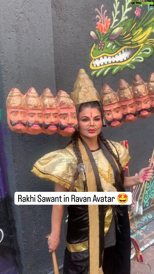 Rakhi Sawant Instagram - Rakhi Sawant's Ravan Avatar!🤩 #rakhisawant #dussehraspecial #dussehra #BollywoodNow #ravan #celebrity