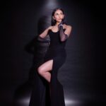 Rakul Preet Singh Instagram - Black is mystery 🖤 Outfit @stada_couture Jewellery @notandas_jewellers Gloves @labelankitajain Footwear @rossobrunelloofficial Styled by @anshikaav Assisted by @bhatia_tanisha Makeup @im__sal Hair @aliyashaik28 Shot by @deepak_das_photography