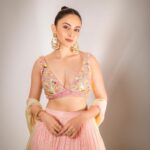 Rakul Preet Singh Instagram - Blush tones 🌸 Outfit @monikanidhii Jewellery @sanzanyjewels Styled by @anshikaav Assisted by @bhatia_tanisha Makeup @im__sal Hair @aliyashaik28 Shot by @deepak_das_photography