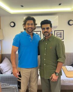 Ram Charan Instagram - Soo Happy to meet India’s pride @mahi7781 .