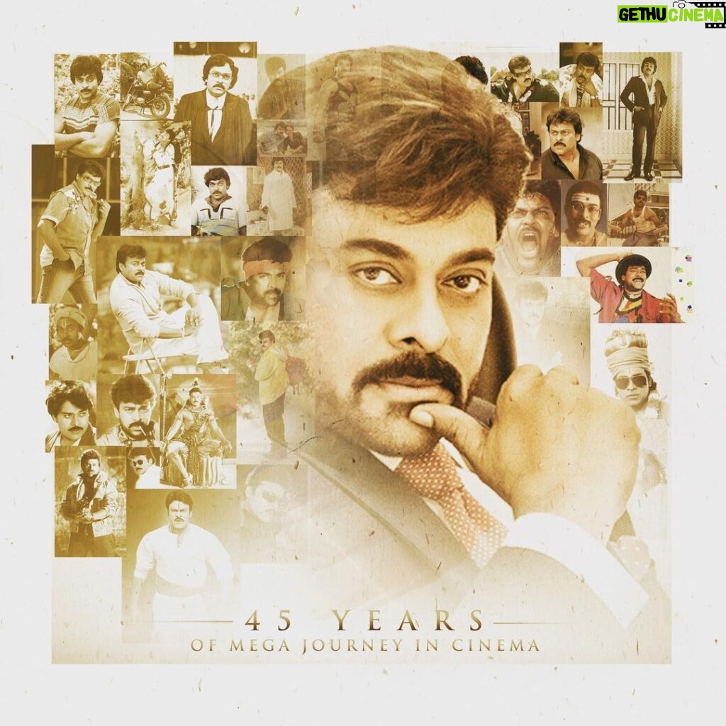 Ram Charan Instagram - Hearty Congratulations to our beloved Megastar @chiranjeevikonidela garu on completing 45 amazing Years of Mega Journey in Cinema!❤️ What an incredible journey! Starting with #PranamKhareedu & still going strong with your dazzling performances😍 You continue to inspire millions both with your on screen performances and your off screen humanitarian activities. Thank you, Dad for instilling values of discipline, hard work, dedication, excellence and above all compassion…