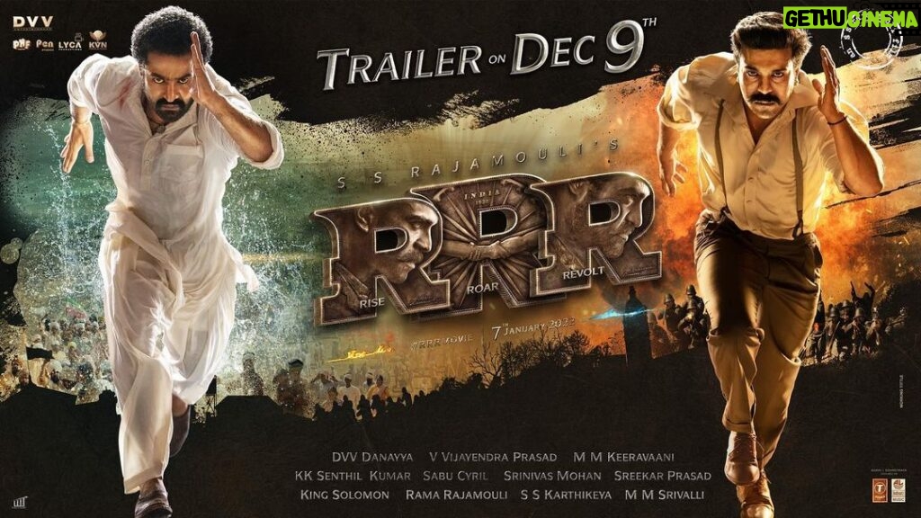 Ram Charan Instagram - Get ready to witness the magnificence of India's biggest action drama. #RRRTrailer out on December 9th. @ssrajamouli @jrntr #RRRMovie #RRRTrailerOnDec9th