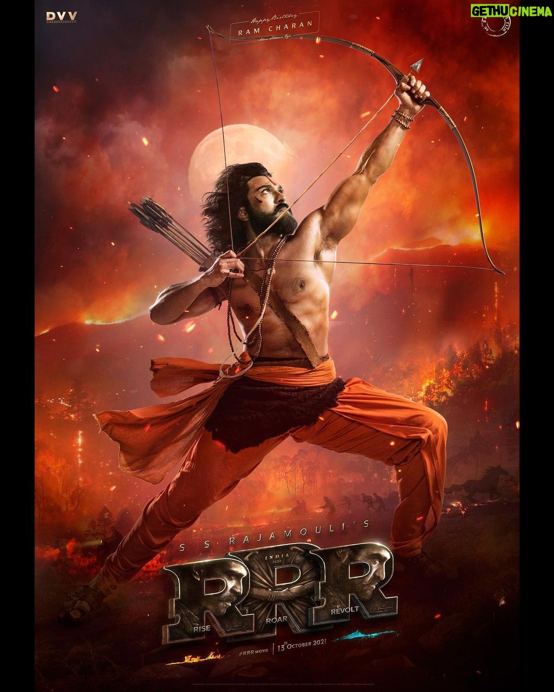 Ram Charan Instagram - Bravery, honour and integrity. A man who defined it all! It's my privilege to take on the role of #AlluriSitaRamaraju 🔥 #RRR #RRRMovie @ssrajamouli @jrntr @ajaydevgn @aliaabhatt @oliviakmorris @alison_doody @thondankani @dvvmovies @RRRMovie