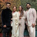 Ram Charan Instagram - Oscar Love ❤️ #oscar2023 Thank you @ssrajamouli Garu & family We are here for India 🇮🇳 #jaihind Dream team @nikitajaisinghani for styling ram @sandysartistry hair and make up @jayantireddylabel my saree @binagoenkaofficial my exquisite jewels @arifminhaz photos @magic.energy spiritual balance @swamynathkorlapati & @prashanthkunchapu biggest support.