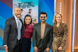 Ram Charan Instagram - Thank you so much for having me on the show @abcgma3 
I had an amazing time… and a lovely conversation with @thestephanieramos @demarcomorgan, @drjashton & the entire team! ❤️
Thanks to all the fans who were waiting outside with love 🙏🏼❤️