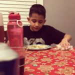 Randy Orton Instagram – Anthony as he struggles to get down the only bite of spinach on his plate. #parentingwoes  #dinnertimestruggle #happenseverynight