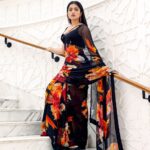 Rashmika Mandanna Instagram – I loved this saree and the material soooo much that I think I’d probably be able to sleep, wake up – workout, do my cardio and film shoot and everything in it.. 😄😄❤️🥰