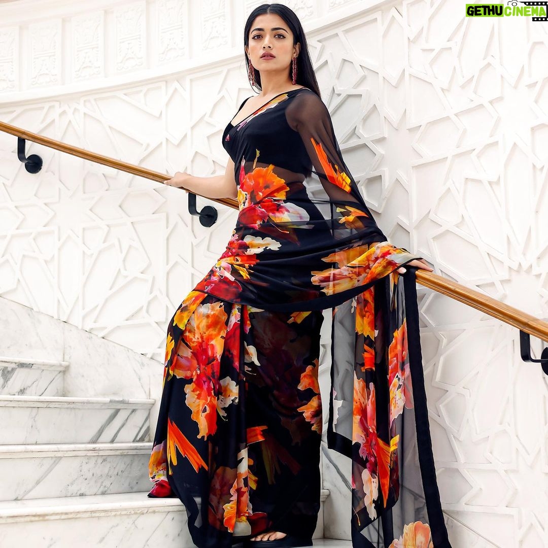 Rashmika Mandanna Instagram - I loved this saree and the material soooo much that I think Iād probably be able to sleep, wake up - workout, do my cardio and film shoot and everything in it.. ššā¤ļøš„°