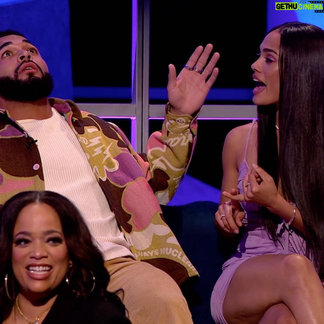 Ravyn Rochelle Instagram - Don’t be fooled.. the reunion will always bring the drama!! 🥴 tune into @mtv tonight at 8pm for all the ☕️ on @thechallenge #rideordie 💜 (ps the last slide is dealing with a man in a nutshell🤣) hair styled by @sleekedbyloafaa dress from @houseofcb