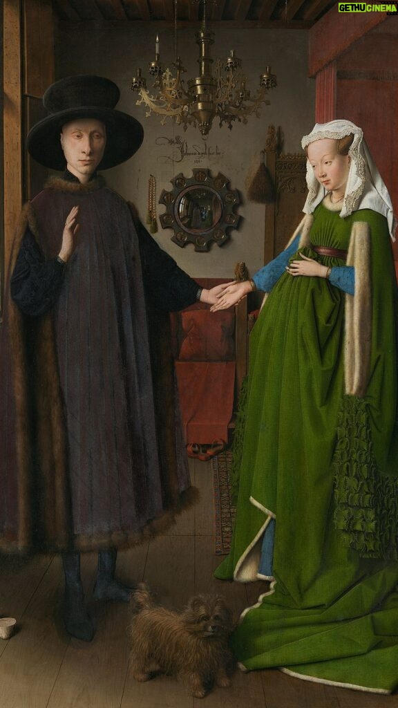 Rebecca Flint Instagram - Do you believe in ghosts? 🤔 I’m pondering the committal of the beloved to oil on oak today, examining the eminent Arnolfini Portrait, and how it keeps us guessing, over 600 years later 🌙 #arnolfiniportrait #arnolfini #arnolfinimarriage #janvaneyck #nationalgallery #londonmuseum #arthistorynerds #historyofarts #classicalpainting #arttravel #museumaesthetic #artgallery #historyofart #1400s #15thcenturyart #15thcenturyfashion #15thcenturypainting #15thcentury National Gallery