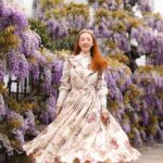 Rebecca Flint Instagram - There’s no greater thrill than wearing clothes you have sewn yourself 👗💃⁣ ⁣ A few weeks ago I decided to finally make use of an old pair of vintage floral curtains 🏡⁣ ⁣ Heavily inspired by 70s Prairie dresses, in particular, vintage Laura Ashley, this dress features a standing collar, lace detailed yoke with frill, leg-of-mutton sleeves with lace panels and pearl buttons, and a mighty skirt which holds more than 5 metres of length 😱⁣ ⁣ There’s still things I would try and improve on if I could sew it all over again, but I’m focussing on enjoying the fruits of my labour and the peace I had when sewing it 🧘‍♀️⁣ ⁣ If you sew too - tell me - do you always have the fear that for some reason it’s all going to fall apart as soon as you leave the house and be left bare? Tell me I am not alone! 🫢⁣ ⁣ Thank you to @hellomissjordan for a gorgeous day out, and for helping take these photos 🌸 Dalloway Terrace