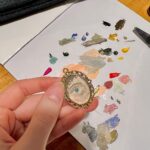 Rebecca Flint Instagram - The Lover’s Eye 👁️‍🗨️ a romantic and rare regency era trend in miniature portraiture ❣️⁣ ⁣ Less than 1,000 original Lover’s Eye miniatures are known to be in existence, so I had no choice but to try and paint my own! I’m no artist, but I took to my paints with my finest brush at hand 🖌️⁣ ⁣ WHAT IS A LOVER’S EYE PAINTING?⁣ ⁣ Before we had cameras at our disposal, for the wealthiest of the past, a miniature portrait was the only way to keep your loved one’s likeness on hand. ⁣ ⁣ Said to be invented by Prince George of Wales 👑, in pursuit of a woman he was not permitted to marry, he instead sent her a small portrait of solely his eye in one of his love letters 💌 prior to their secret engagements. In return, she commissioned an eye portrait of her own for him to wear around his neck. 👁️⁣ ⁣ Eyes are the window to the soul, and by reducing the miniature portrait to only an eye, intrigue and anonymity could blossom 🌸 as a result. These trendy portraits became a tokenistic way to secretly carry your lover with you, without exposing who they may be.⁣ ⁣ Why not try and create your own too? Mayfair