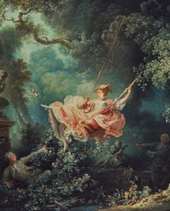Rebecca Flint Instagram - L'Escarpolette - ‘The Happy Accidents of The Swing’ - painted by Jean Honore Fragonard in 1767 🔎 Delighted by the frivolity and bemused by the eroticism, I had to leap inside the frame of this painting too...⁣ ⁣ 🩰 The Swing is one of the most famous and beloved paintings of the Rococo Era. Depicting a young woman in a billowing dress, she is pushed on the swing by one man behind her, and another below her peers from the bushes to glimpse underneath her dress. ⁣ ⁣ The story goes, that a courtier asked the French painter Gabriel Francois Doyen to capture his mistress in this compromising scene, but refusing on the grounds of frivolity, the commission was then passed on to Fragonard instead, resulting in his most famous piece of work 🎀⁣ ⁣ 🤔 Now tell me - which famous Disney film features this painting too - and what key element of the composition do they purposefully remove? ⁣ ⁣ ⁣ ⁣ ⁣ ⁣ #marieantoinette #historicalcostuming #rococo #jeanhonorefragonard #rococoart #rococostyle #rococodress #frenchelegance #1700s #allabout18thcentury #photoshoppro #classicalpainting #ofwhimsicalmoments #wherefairiesdwell #18thcentury #18thcenturyfashion #marieantoinettestyle #18eme #painterly #likeapainting #fineartphoto #reallifepainting #thewallacecollection #arthistory #historyart #artandhistory #frenchart #chateauversailles #versailles #theswing The Wallace Collection