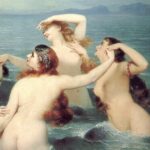 Rebecca Flint Instagram – contemplating mermaidhood at paradise beach 🧜‍♀️ ⁣
⁣
01: A Mermaid, John William Waterhouse, 1901 🎨⁣
⁣
02: Mermaids Frolicking in the Sea, Charles-Édouard Boutibonne, 1883 🌊⁣
⁣
I explored the Greek Island coasts last week with my friends for a dreamy summer holiday 😊 I’m often nervous of boats but luckily I had a great time and no troubles. I’ve been working hard lately so it was a delight to relax in the salty sun!