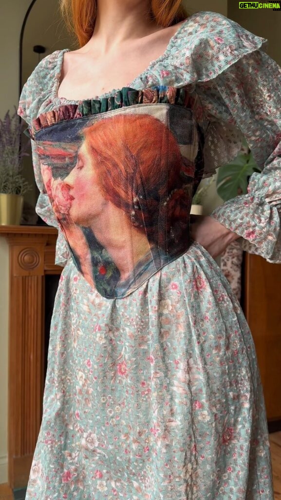 Rebecca Flint Instagram - Styling up a corset that I have sewn 🪡 Featuring Soul of the Rose by John William Waterhouse, a famous pre-raphaelite artist of the 1900s 🌹 my dress is vintage from @ebayuk 👗 #souloftherose #johnwilliamwaterhouse #waterhouse #preraphaelite #preraphaelitebrotherhood #preraphaelitesisterhood #elizabethsiddal #corset #corsetry #diycorset #sewing #imadethis #historicalsewing #historicalcostuming #1970sdress #vintagefashion #70sdress #arthistorynerd #classicalpainting #arthistory #arthistorian #classicalart #neoclassicism