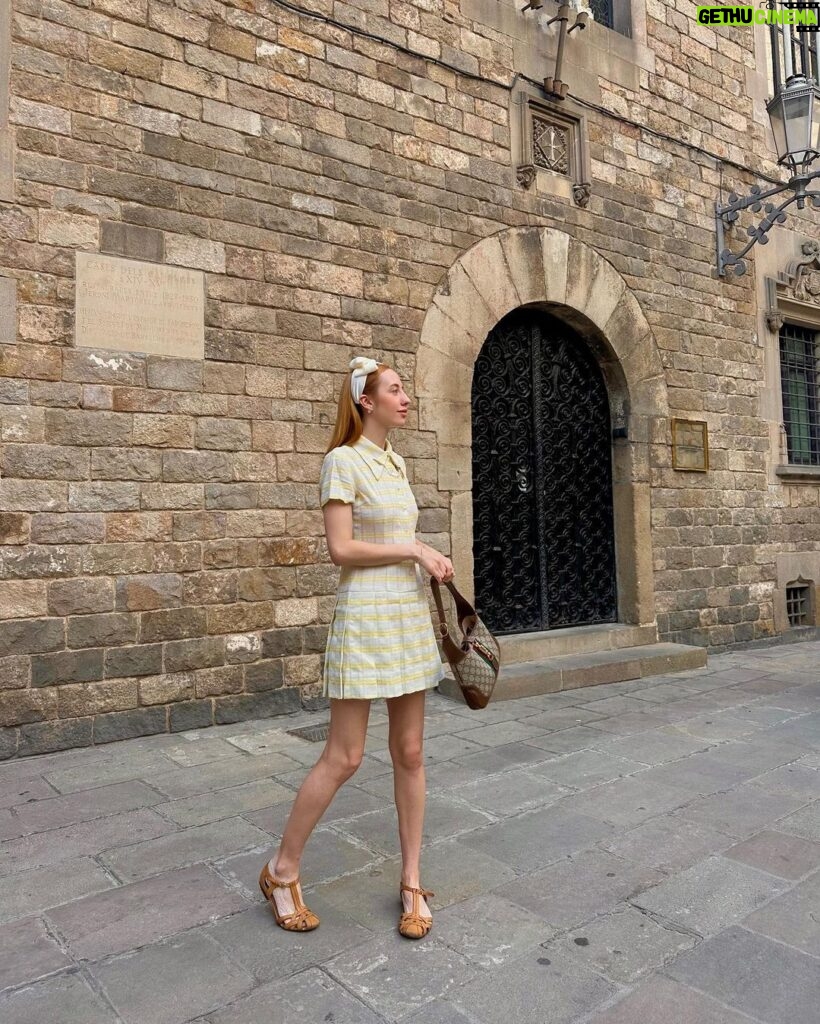 Rebecca Flint Instagram - this yellow drop waist vintage dress is an all time favourite - a lucky find vintage shopping from Tokyo this summer ☀️ if the weather is gorgeous I would wear it every day!