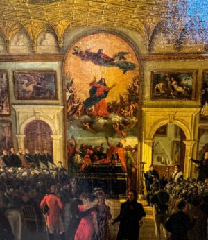 Rebecca Flint Instagram - visiting my favourite painting IRL ✝️ Assunta by Titian, 1515 🕊️ I have been lucky to see it 3x in my life, but the last time it was being conservated and under scaffolding so I missed out! Making things right on this trip 😊🇮🇹 

The second and third is giuseppe borsato’s painting of a painting 🖼️ 

#assunta #titian #venice #classicalart #classicart #highrenaissance #renaissance #italianrenaissance #1500s #1500sart #16thcentury #16thcenturyart #arthistory