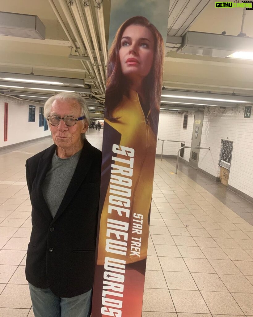 Rebecca Romijn Instagram - This is my adorable father-in-law. He stood here in the NY subway for 3hrs and told everyone who passed, that his daughter-in-law, Number One, serves on the Enterprise @startrekonpplus #strangenewworlds