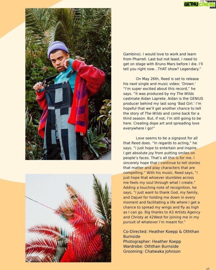 Reed Shannon Instagram - “Reed Shannon has shifted into drive, or as he more astutely calls it, “high speed pursuit towards greatness.” 🙏🏽💫 @rivalmagla • 🌟ISSUE 13 OUT NOW🌟 • Writer: @oliviavitarelli Photographer: @heather.rival Wardrobe: @otheezystyledit Groomer: @hairbytaka_