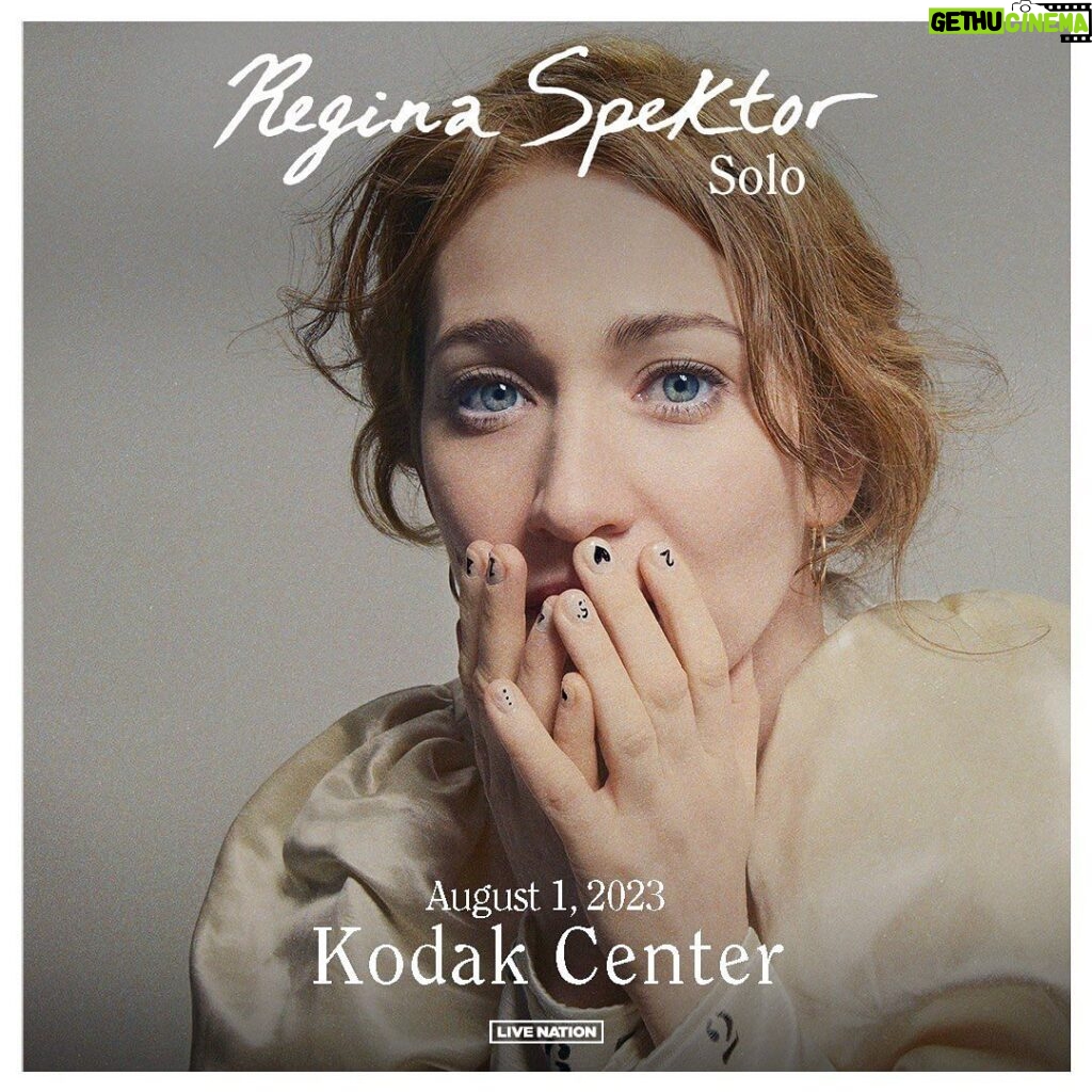 Regina Spektor Instagram - Rochester- I’ve never played for you! I’m so excited for next Tuesday, 8/1 at @kodak_center! Tickets almost sold out- get the last few at the link in bio and tell me what songs you want to hear 💕🎶💫