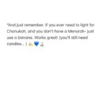 Regina Spektor Instagram - Love to you, and many miracles your way! Oh and IF you ever have a day or two when you’re without a menorah- I highly suggest the good ole’ bananakah method. Works every time and makes a great sparkler sound when it burns out…🕯️🕎💙🎶🍌🍌🍌🍌🍌🍌🍌🍌🍌🍌🍌🍌🍌🍌