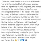 Regina Spektor Instagram – Filled with thoughts, filled with feelings, crying daily, pushing myself to see what’s out there, praying for the hostages to be returned, praying for civilians to stay alive, staying strong yet not bitter, loving more and more and more. That’s where I’m at 🤍🩵💙💪🇮🇱. Am Yisrael Chai 🙌