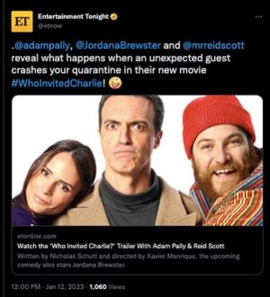 Reid Scott Instagram - Finally here! Check out the official trailer of my new film, “Who Invited Charlie?” Exclusive at ETOnline. In theaters February 3. @entertainmenttonight @whoinvitedcharlie_film