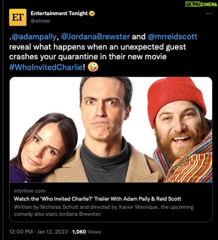 Reid Scott - 593 Likes - Finally here! Check out the official trailer of my new film, “Who Invited Charlie?” Exclusive at ETOnline. In theaters February 3. @entertainmenttonight @whoinvitedcharlie_film