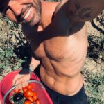 Renato Novara Instagram - Fingere di curare l’orto. Papà coltiva e io raccolgo… quando non lo fa lui per me! 😂😂😂 Ma lui il selfie non se lo vuole fare… 😂😂💪💪💪