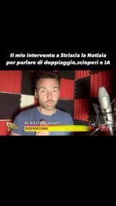 Renato Novara Instagram - Ieri sono intervenuto a Striscia la Notizia per parlare di doppiaggio, di sciopero e di intelligenza artificiale 🎬 Fatemi sapere la vostra!