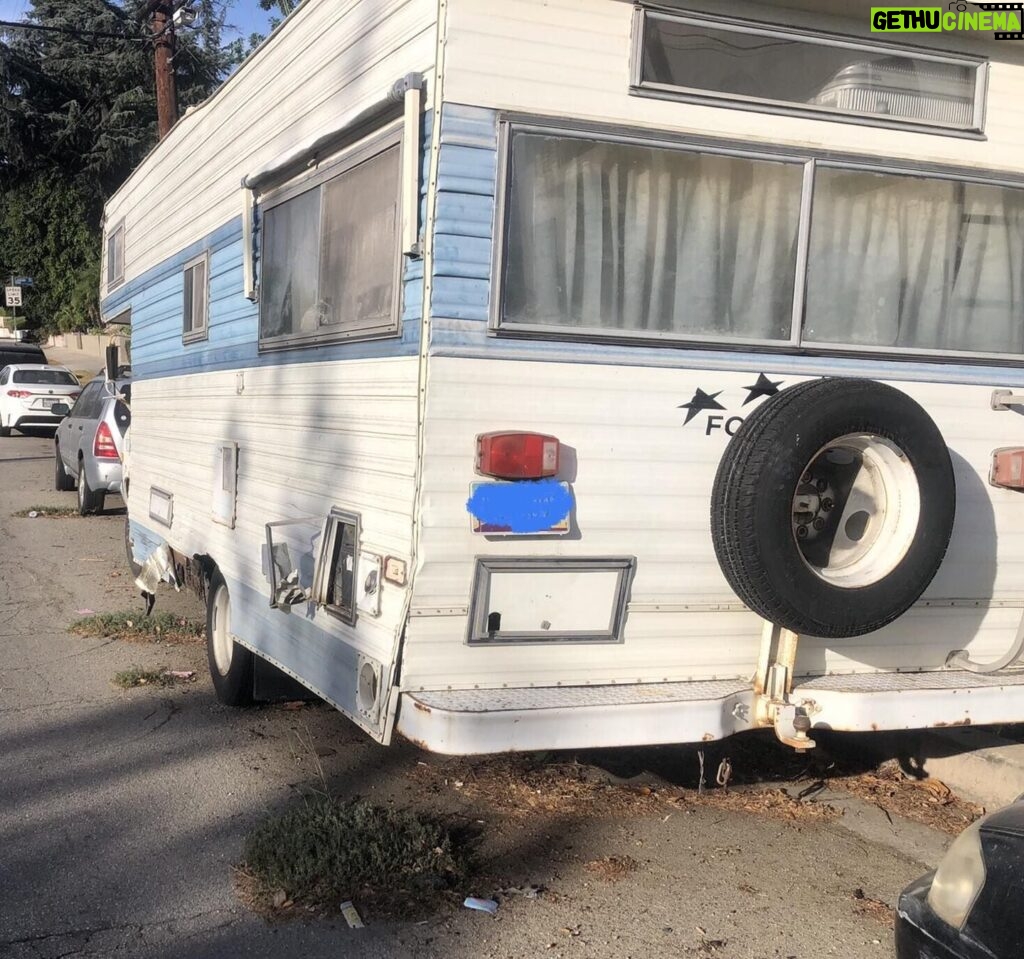 Rick Dees Instagram - here’s the follow up to our name that city contact: I’ll give you a hint in a photo… The location of this RV that has been parked illegally for three years with grass growing around the tires is 1/2 mile from Harry Potter. (on C**#%€ga Blvd) Got it yet?