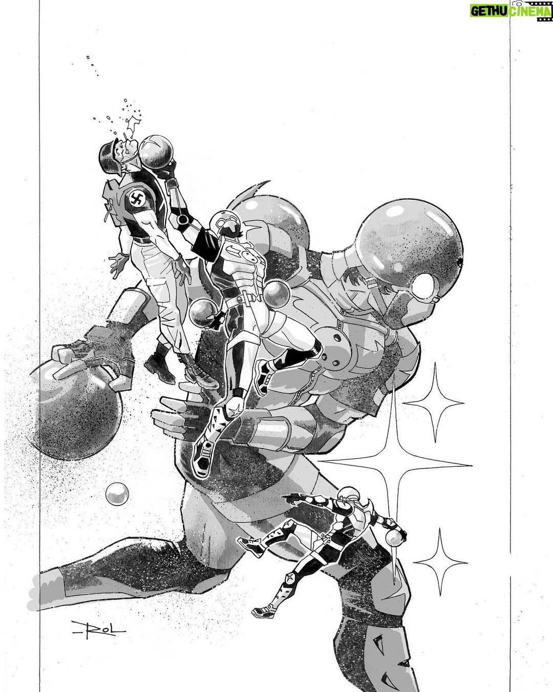 Rick Remender Instagram - Inks to cover of THE HOLY ROLLER #3 by the great @rol.comics