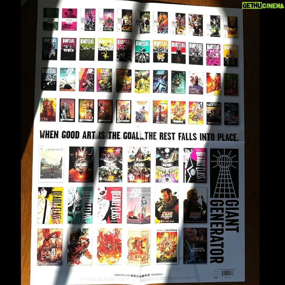 Rick Remender Instagram - Sending out a bunch of retailer posters that have all of the Giant Generator trade paperbacks and hard covers. I’m excited to say all of them are currently in print right now.