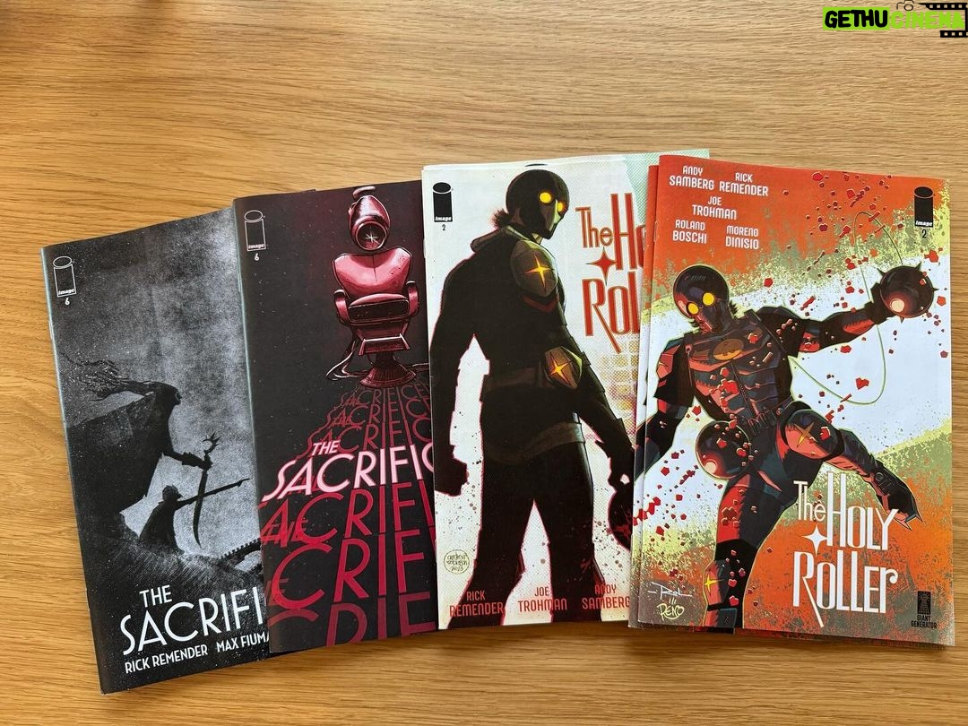 Rick Remender Instagram - New comics we would prefer you buy than not! THE SACRIFICERS 6 ends the first arc with yet another oversized issue! THE HOLY ROLLER continues w an action stuffed issue! Get your shit together and enjoy the art we make!