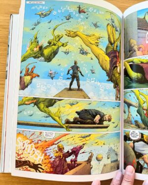 Rick Remender Instagram - I joined forces with the mighty @jomeopena to spend many years making SEVEN TO ETERNITY for you and your cousins and your neighbors and this beautiful @dcbservice variant of the oversized HC is very sold out but we still have stock on the 3rd printing of the regular cover. @jamesharrenart pops in for a bridge chapter. @matthollingsworthcolor bleeds color love on the entire thing. It’s a goddamned masterpiece printed on the best paper available and if you don’t love it I’ll buy it back from you and beat myself with it. Will film for proof.