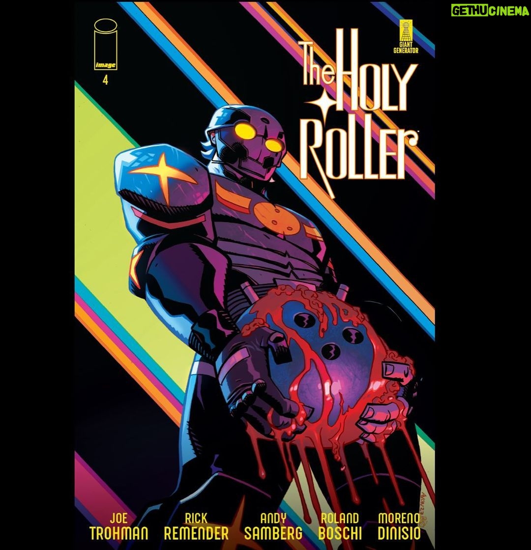 Rick Remender Instagram - THE HOLY ROLLER 4 covers by the great @rol.comics @morenodinisio and cover B by wonderful @oeming @morenodinisio Series launches in 4 weeks. Written w love by me, @andysamberg and @jtrohman @imagecomics @giantgenerator
