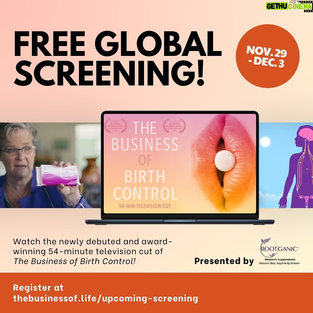 Ricki Lake Instagram - 💥Watch The 54-Minute Television Cut of The Business of Birth Control for FREE, anywhere in the world November 29 - December 3!💥 👉Reserve your ticket to watch now! (Link in our bio) 📽️ We're thrilled to share an exciting opportunity with audiences worldwide: the global release of the newly edited 54-minute version of the documentary, The Business of Birth Control! This groundbreaking film will be available for 💥free viewing💥 from November 29 to December 3, 2023. Tailored for television, this version is nudity-free. 📺 Notably, it clinched both the Audience Award and the Outstanding Merit for Film & Women's Health at the 2023 Richmond International Film Festival! 🏆🏆 This free screening opportunity is made possible by Rootganic! Receive a special 10% off discount when you register for the free screening! Thank you @rootganicsupplements 🌟🌟 #businessofbirthcontrol #rickilake #abbyepstein #documentary #birthcontrol #thxbirthcontrol #birthcontrolproblems #birthcontrolsideeffects #nuvaring #depoprovera #thepill #oralcontraceptive #contraception #naturalbirthcontrol #fertilityawareness #nonhormonalbirthcontrol #menstrualhealth #reproductivehealth #reproductiverights #feminism #bodyliteracy