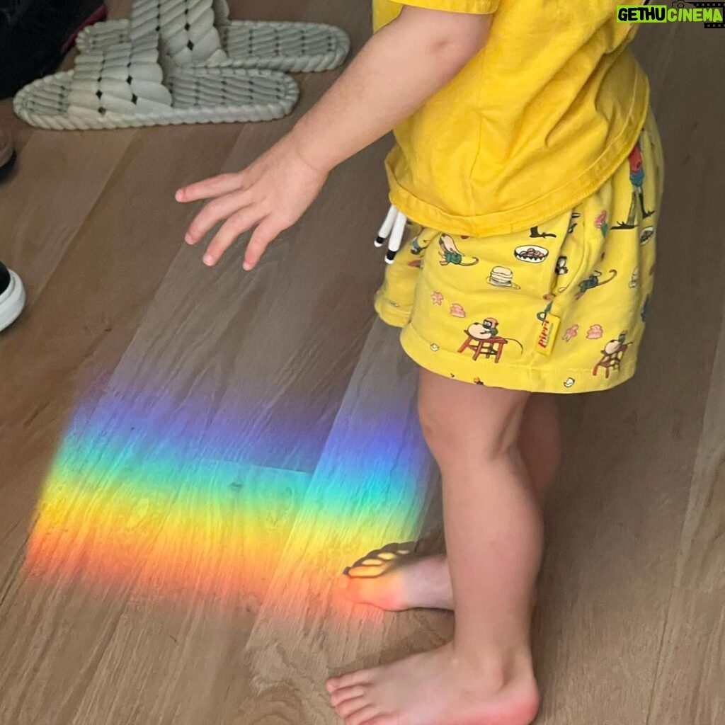 Ricky Martin Instagram - My son found a natural rainbow in our closet. Yes, there are lights and rainbows in our closets now. No more darkness only #PRIDE happy #pridemonth everyone. #BabyRenn