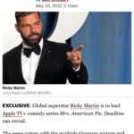 Ricky Martin Instagram - EXCLUSIVE: Global superstar Ricky Martin is to lead Apple TV+ comedy series Mrs. American Pie, Deadline can reveal. The news comes with the multiple Grammy winner and Emmy nominee star in Cannes preparing to perform at the American Foundation for Aids Research gala alongside the likes of Christina Aguilera later this week. Martin will star in Mrs. American Pie as the male lead, Robert, and is the latest to be added to a cast list that includes Kristen Wiig, Alison Janney and Laura Dern for the series that is exec produced by Dern. The move is a huge lead role for Martin, who was last seen playing Antonio D’Amico in Ryan Murphy’s critically-acclaimed FX drama The Assassination of Gianni Versace, part of the American Crime story anthology. For more information go to my STORIES 🇪🇸 EXCLUSIVO: La superestrella mundial Ricky Martin protagonizará la serie de comedia de Apple TV+ Mrs. American Pie, según Deadline. La noticia llega con la estrella ganadora de múltiples premios Grammy y nominado al Emmy en Cannes preparándose para actuar en la gala de la Fundación AMFAR para la Investigación del SIDA junto a artistas como Christina Aguilera a finales de esta semana. Martin protagonizará Mrs. American Pie como el protagonista masculino, Robert, y es el último en ser agregado a una lista de actores que incluye a Kristen Wiig, Alison Janney y Laura Dern para la serie que es producida por Dern. Este gran proyecto sería un buen paso para la carrera del artista ya que viene a ser otro papel principal importante para Martin, quien fue visto por última vez interpretando a Antonio D'Amico en el drama de FX aclamado por la crítica The Assassination of Gianni Versace de Ryan Murphy, parte de la antología de historias de American Crime.