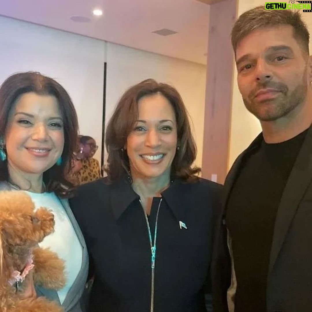Ricky Martin Instagram - Thank you @evalongoria for hosting a wonderful get together with Madame @vp Kamala Harris where we had the opportunity to express our concerns as latinos and ask her about solutions and ways to preserve our democracy. There is a lot of work that needs to be done.