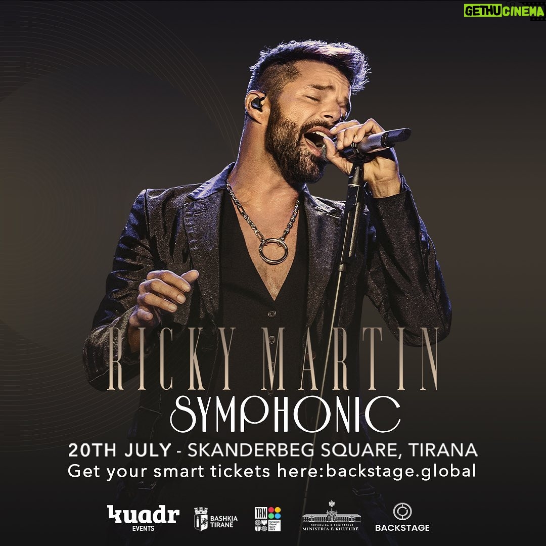 Ricky Martin Instagram - Yes!!!! So happy to announce Ill be in Tirana, Albania on July 20th with my Symphonic concert and The Tirana National Orchestra. Hope you can all join me on my first concert in Albania 🇦🇱 Tickets sale at https://bkstage.io/ @kuadr_events