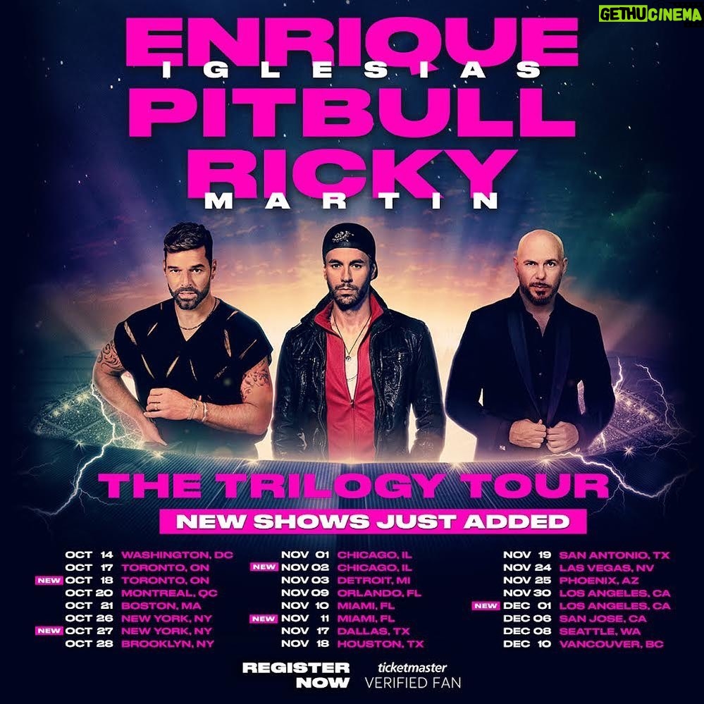 Ricky Martin Instagram - That’s right! Some dates have been added on #thetrilogytour 🎉 Go to my stories and click on the link for more info @enriqueiglesias @pitbull