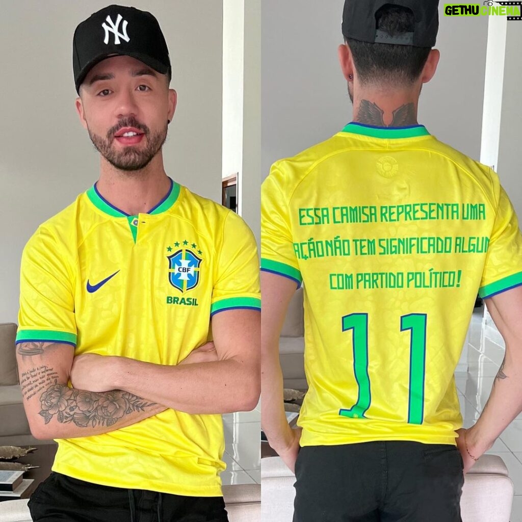 Rico Melquiades Instagram - Essa camisa representa uma nação e não tem significado algum com partidos ou posicionamentos pol1t1cos. Chegou a hora de lembrarmos o verdadeiro significado da camisa do Brasil!
