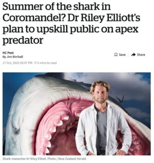 Riley Elliott Instagram - A very exciting Great White project I am launching this summer in NZ and YOU can be directly involved by sponsoring a shark’s satellite tag, naming it, receiving scientific insight on what it does and where it goes anywhere in NZ and the world! More than this, the data will be shared live to the public via an incredible philanthropic web application created by @earthrangertech  so that we can all learn about where these animals go, what they do, and of most importance, how their movement and behaviour overlaps with our own. This type of information sharing has proven effective around the world to allow for better coexistence with these apex predators. So please check out the link in my bio for a full run down of how and why this project has come about and send us an email through that link if you are interested in sponsoring a shark to be tagged this summer! :) Note the mapped images are example data showing you how the web application will work and display shark data