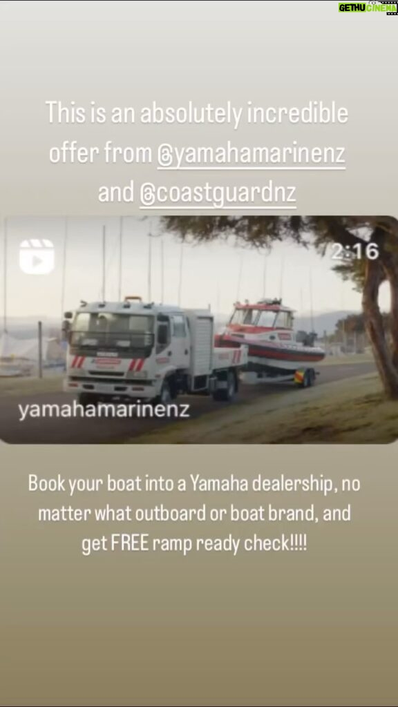 Riley Elliott Instagram - FREE #rampreadycheck for your trailer boat and outboard, no matter what the brand, if you book in at your local @yamahamarinenz dealer in conjunction with @coastguardnz This is truly incredible. Don’t be that guy that gets out on the water after a winter of boat neglect and you can start the engine. It puts lives at risk and now thanks to these guys, it is totally avoidable and for free!!! Check out the link in my bio to book or go to their pages.